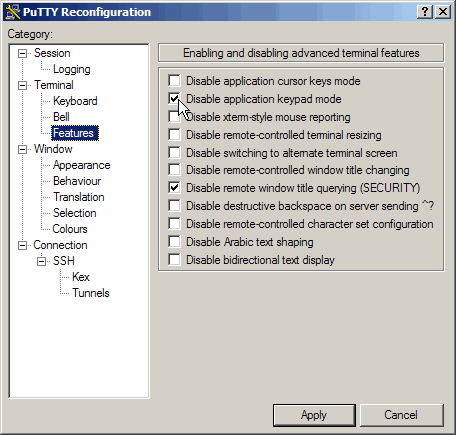 putty-config PuTTY settings