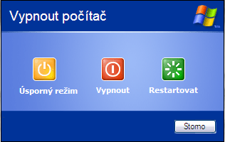 Standardní vzhled vypnutí